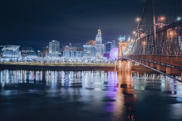 Cincinnati Bei Nacht Cincinnati Ohio Usa — Stockfoto