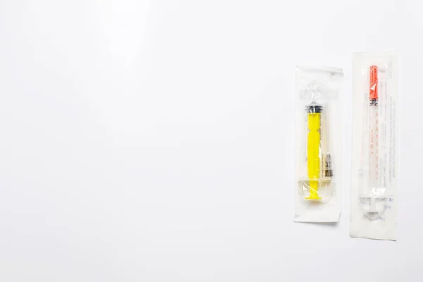 Syringe Injection Disease White Background — Stock Photo, Image