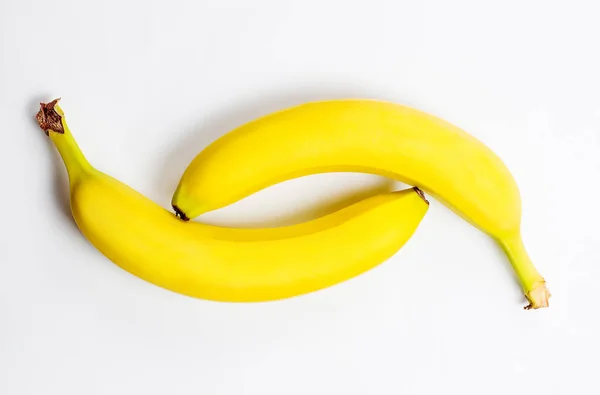 Bananas Amarelas Frescas Saborosas Para Uma Dieta Saudável Fundo Branco — Fotografia de Stock