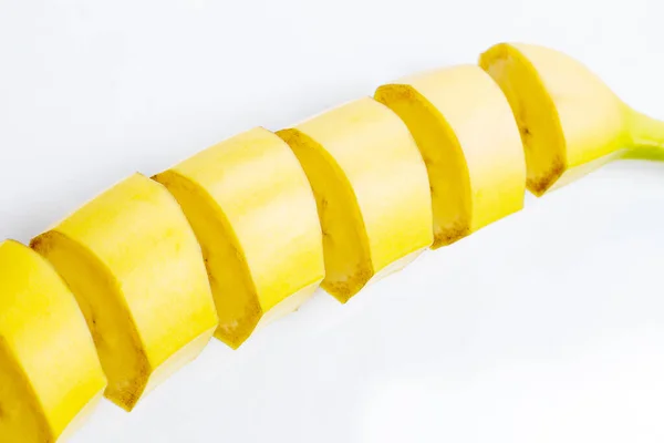 Friske Velsmagende Gule Bananer Til Sund Kost Hvid Baggrund - Stock-foto