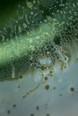 Sabun köpüğü soyutlaması hareket ve farklı renklerle çok yakın