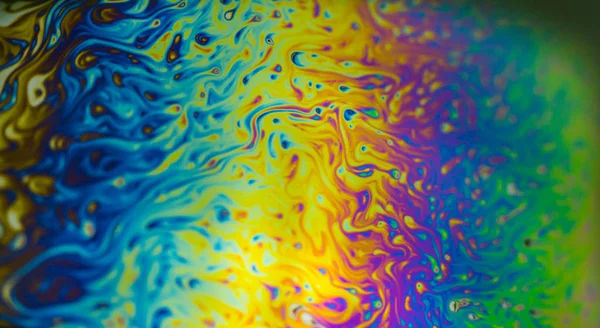 Abstracción Burbujas Jabón Muy Cerca Con Movimiento Diferentes Colores — Foto de Stock