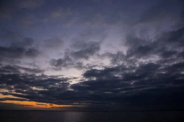 Beautiful Sunset Dark Orange Colors Winter Sea — Stock Photo, Image