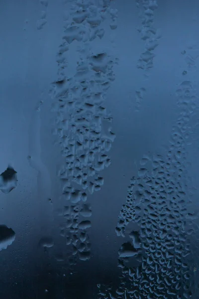Mocno Zamglone Szklane Okna Kroplami Wody — Zdjęcie stockowe