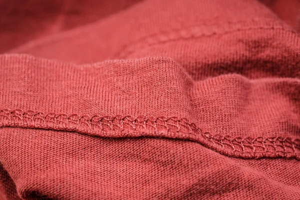 Červená Tkanina Texturou Pro Oblečení Dekor Makru — Stock fotografie