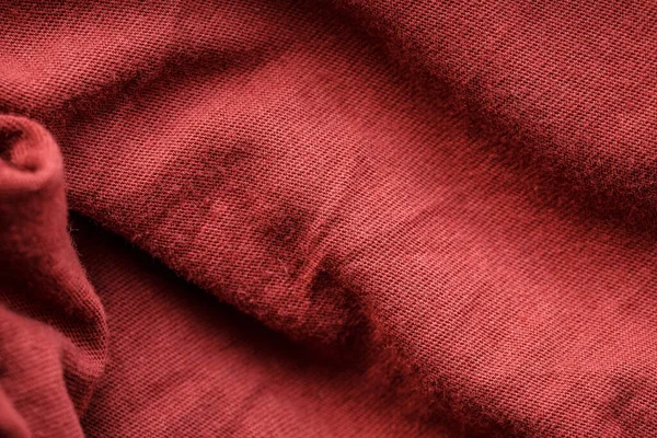 Giysiler Için Dokuma Makro Dekoru Olan Kırmızı Kumaş — Stok fotoğraf