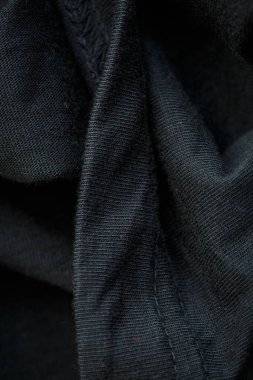 Giysiler ve dekorasyon için kalın siyah kumaş.