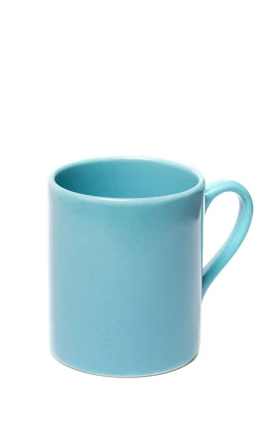 Caneca Azul Para Chá Café Fundo Branco — Fotografia de Stock