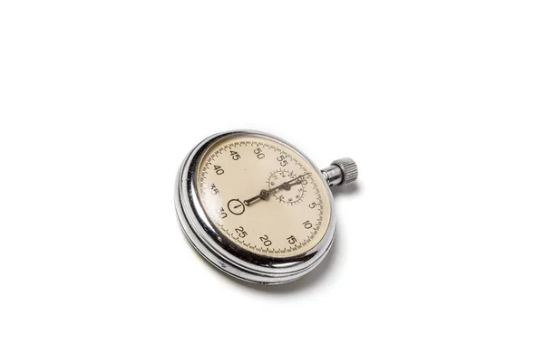 Vecchio Cronometro Misurare Tempo Sfondo Bianco — Foto Stock