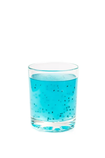 Saboroso Aqua Menthe Cocktail Copo Com Gelo Fundo Preto — Fotografia de Stock