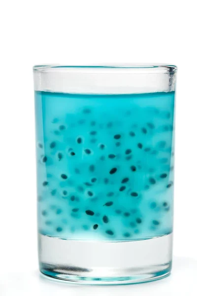 Saboroso Aqua Menthe Cocktail Copo Com Gelo Fundo Preto — Fotografia de Stock