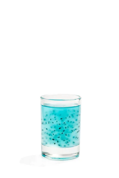 Leckerer Aqua Menthe Cocktail Glas Mit Eis Auf Schwarzem Hintergrund — Stockfoto