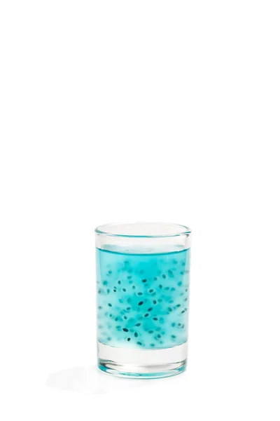 Saboroso Aqua Menthe Cocktail Copo Com Gelo Fundo Preto — Fotografia de Stock