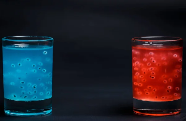 Red Blue Cocktail Black Background — Stock Photo, Image