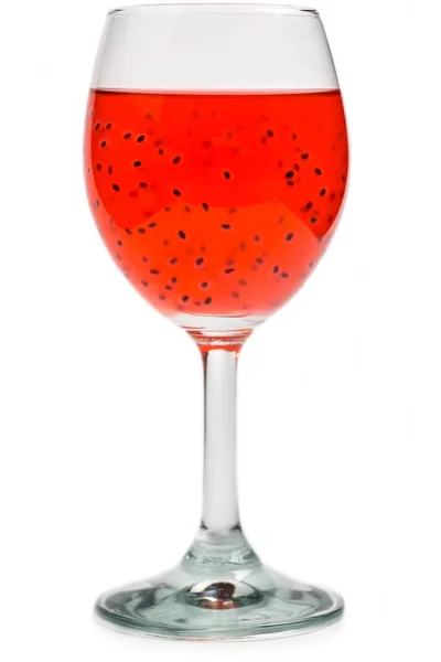 Smaklig Röd Cocktail Med Korn Vit Bakgrund — Stockfoto
