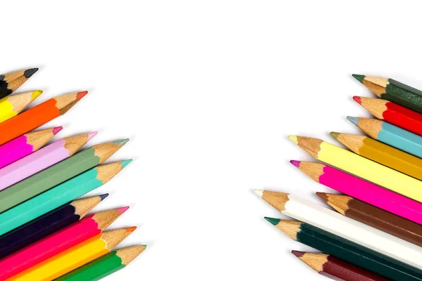 Różny Kolor Ołówków Białym Tle — Zdjęcie stockowe
