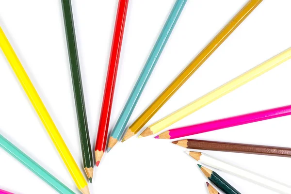Lápices Diferentes Colores Sobre Fondo Blanco — Foto de Stock