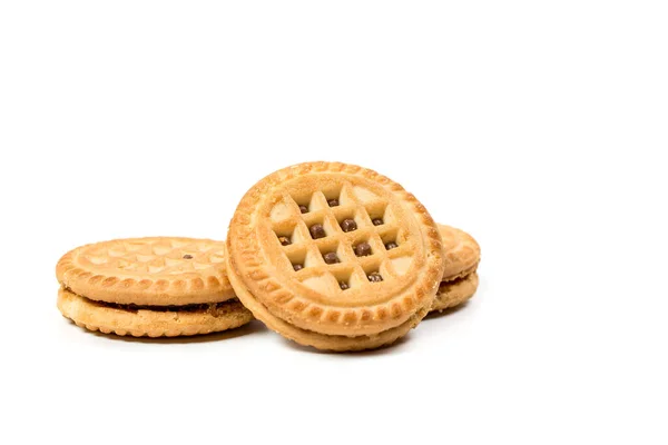 Runda Vanilj Cookies Vit Bakgrund — Stockfoto