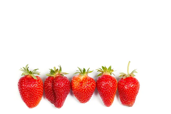 Rijp Rode Aardbeien Een Witte Achtergrond — Stockfoto