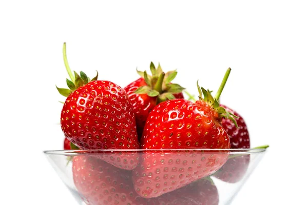 Reife Erdbeeren Auf Weißem Hintergrund Schließen — Stockfoto