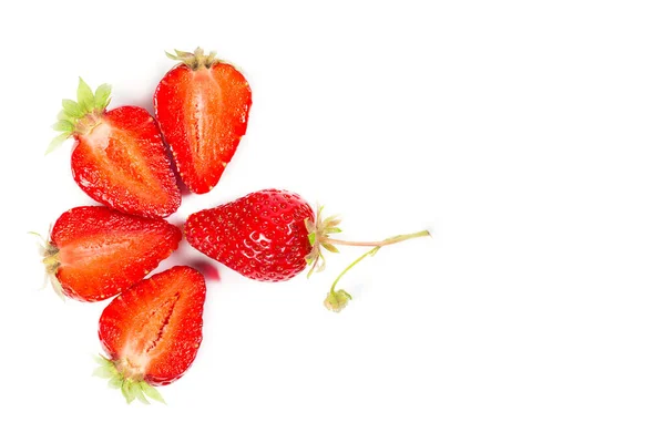 Reife Rote Erdbeeren Auf Weißem Hintergrund — Stockfoto