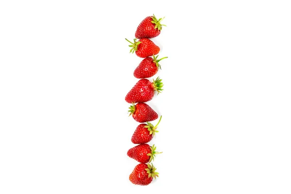 Letter Made Ripe Strawberries White Background — Stock Photo, Image