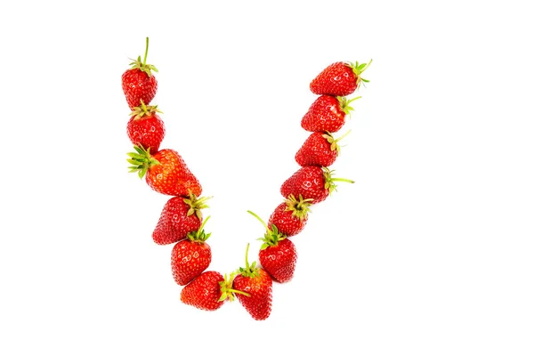 Letter Gemaakt Van Rijpe Aardbeien Een Witte Achtergrond — Stockfoto