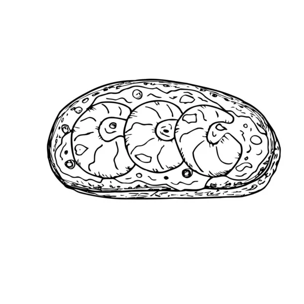 Sandwich. Hand drawn vector illustration. Monochrome black and white ink sketch. Line art. Isolated on white background. Coloring page. — 스톡 벡터