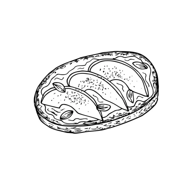 Sándwich. Ilustración vectorial dibujada a mano. Boceto monocromático en tinta blanca y negra. Arte de línea. Aislado sobre fondo blanco. Página para colorear . — Vector de stock