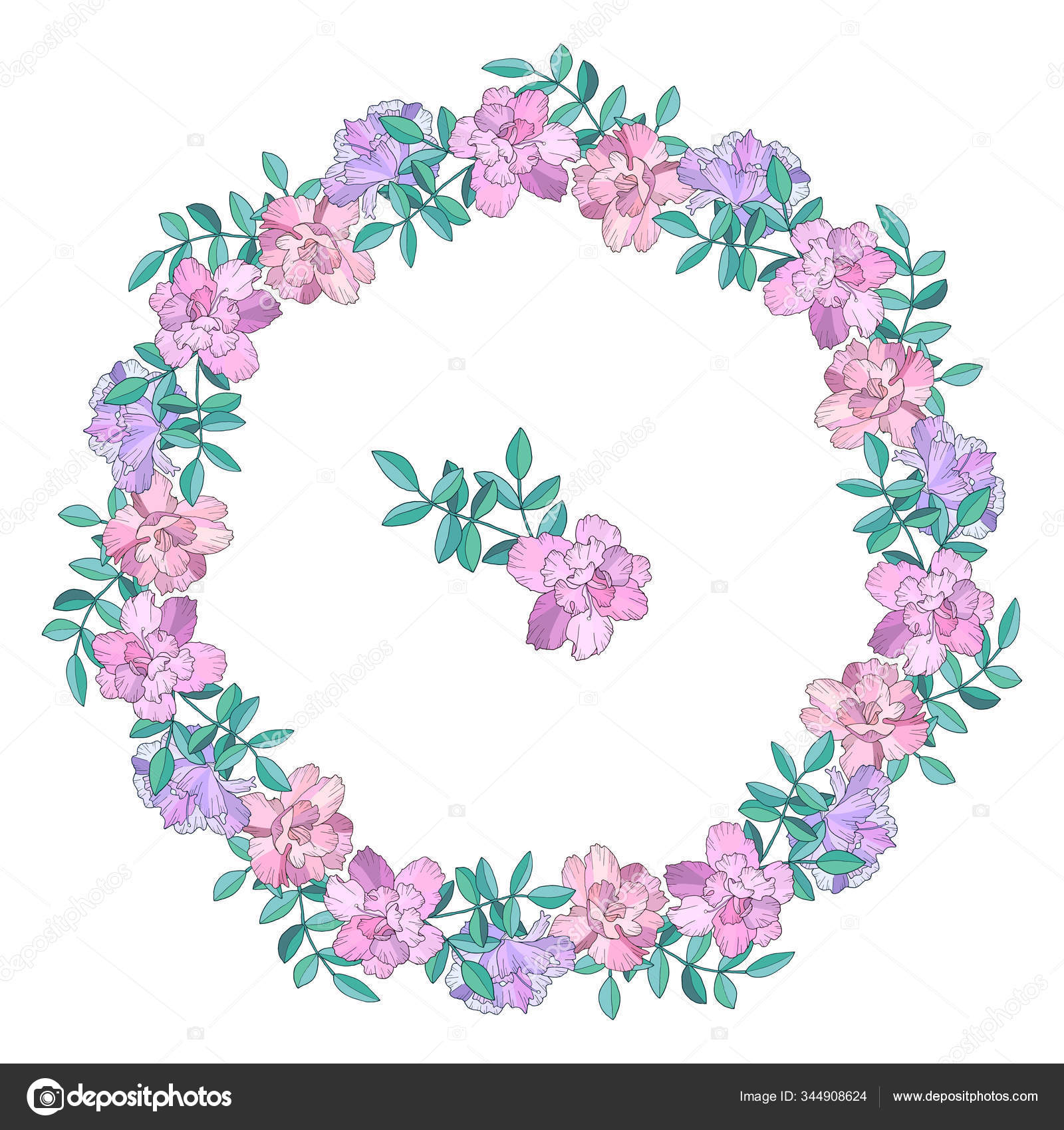 Kranz, Rahmen, Einfassung mit Blumen und Blättern ...
