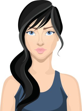 Uzun siyah saçlı güzel sporcu kız karakter avatarı