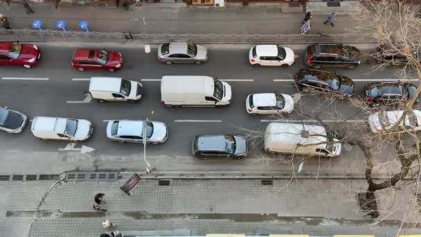 Tráfego Mercado Praça Bessarabska Perto Kyiv Khreshchatyk Avenue Vista Sobre — Vídeo de Stock