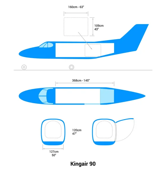 Esquema Avión Kingair Guía Aviones Carga — Vector de stock