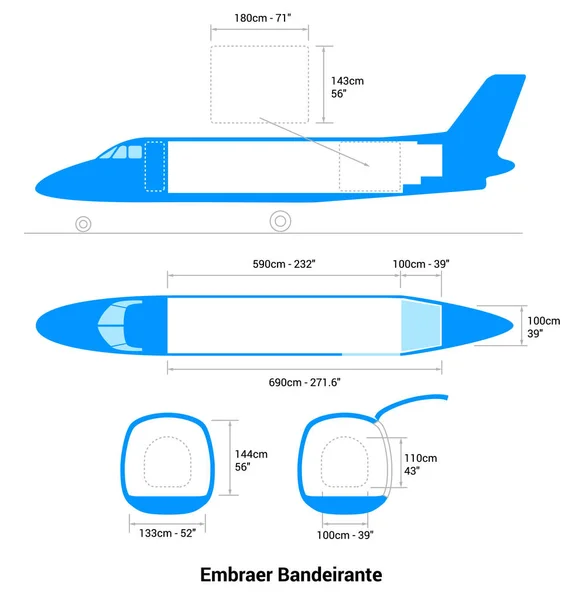Esquema Avión Embraer Bandeirante Guía Aviones Carga — Vector de stock