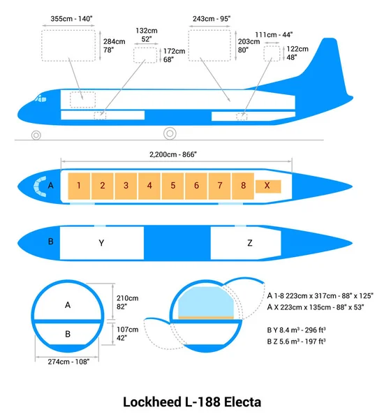Lockheed 188 Esquema Avión Electa Guía Aviones Carga — Vector de stock