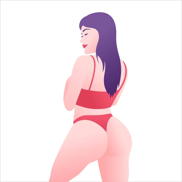 Beautiful Sexy Fit Body Shape Girl Red Bikini Underwear — ストックベクタ