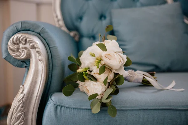 Wedding Accessories Bouquet White Green Flowers — Stock Photo, Image