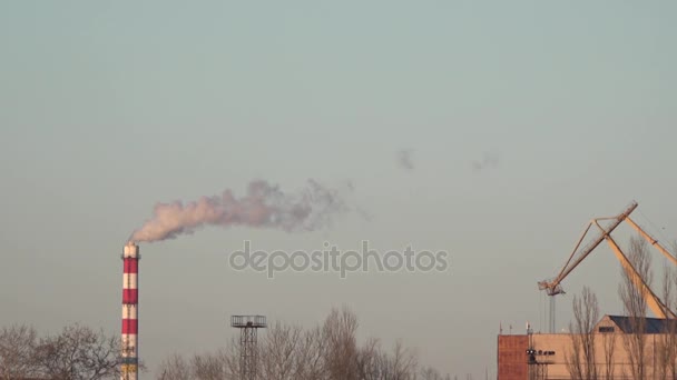 La fumée de la cheminée. Zone industrielle . — Video