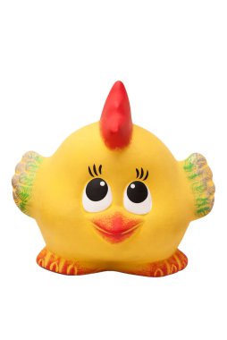 Beyaz arka planda izole edilmiş şirin bir tavuk.