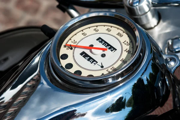 Velocímetro Motocicleta Primer Plano Estilo Retro — Foto de Stock