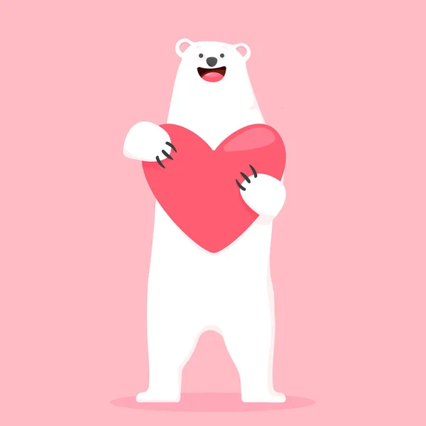 Векторна Ілюстрація Білого Ведмедя Тримає Велике Серце — стоковий вектор
