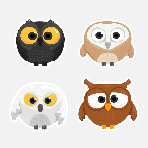 Jeu Vectoriel Dessins Animés Hibou — Image vectorielle