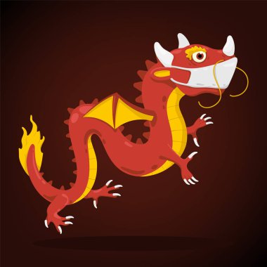 vector illustration of a dragon in mask