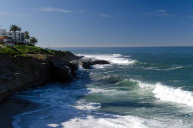 La Jolla 'daki çocuk havuzunda sabah sörfü