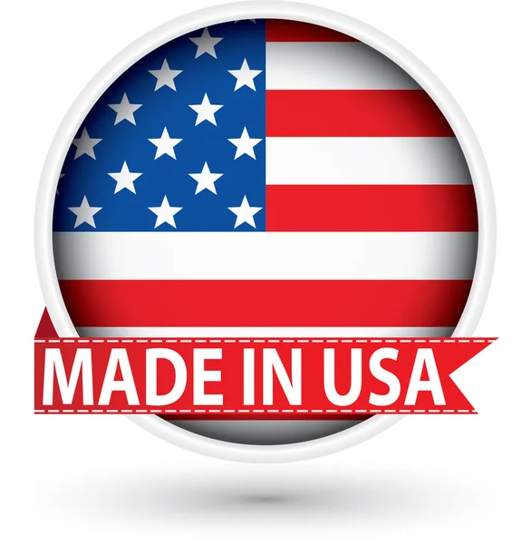 Made in the USA label with flag, vector illustration — Stock Vector