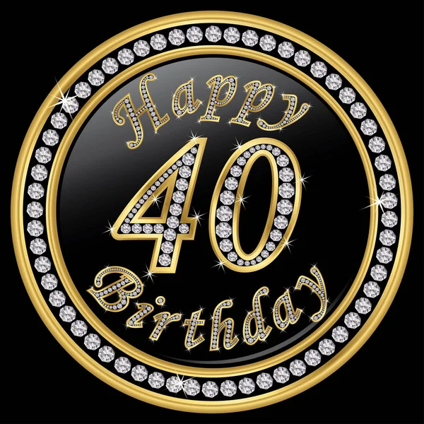 Feliz aniversário de 40 anos, feliz aniversário de 40 anos, ícone de ouro com d — Vetor de Stock