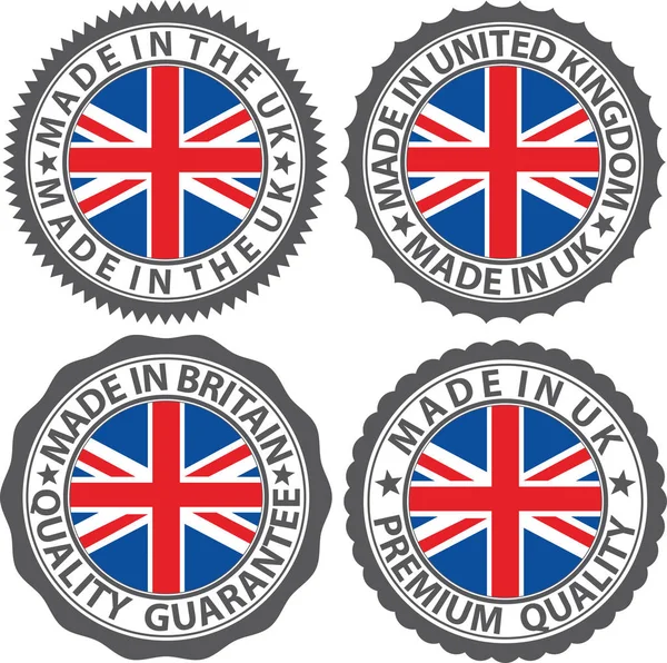 Made in UK label set with flag, made in the UK, векторная иллюстрация — стоковый вектор