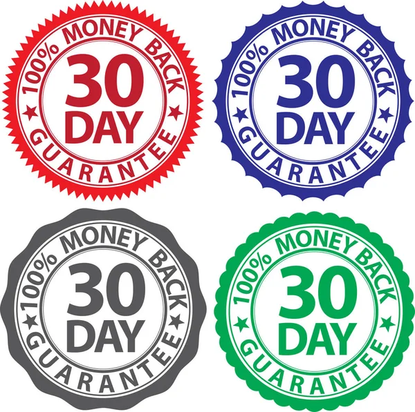 30 napos 100 %-os pénz-visszafizetési garancia jel készlet, vektoros illusztráció Vektor Grafikák