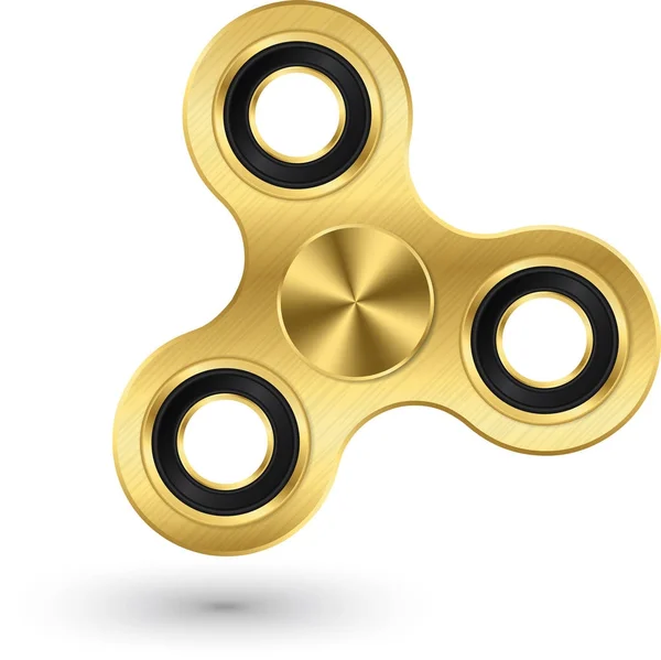 Gouden fidget spinner, stress relief toy, vectorillustratie — Stockvector