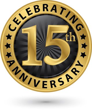 15th yıldönümü altın etiket kutluyor, illüstrasyon vektör 